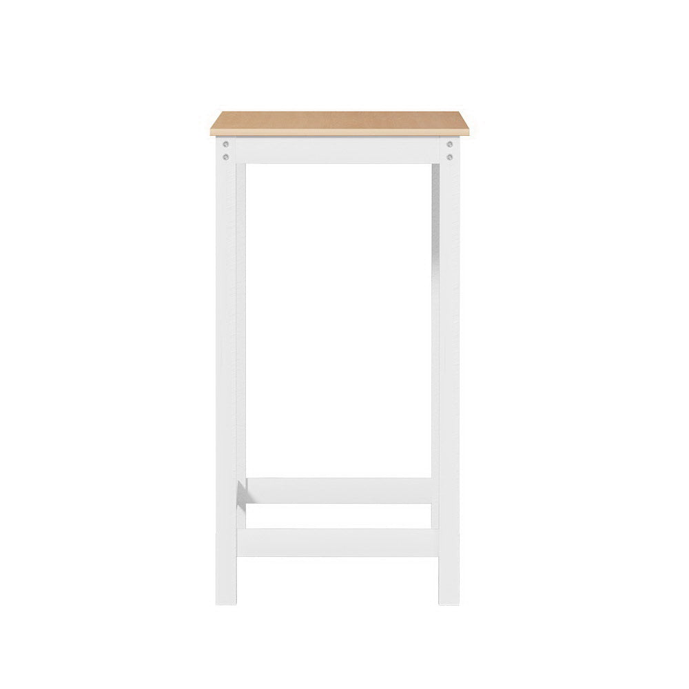 Artiss Bar Table Ari Dining Desk High Solid Wood Kitchen Shelf Wooden White Cafe-3