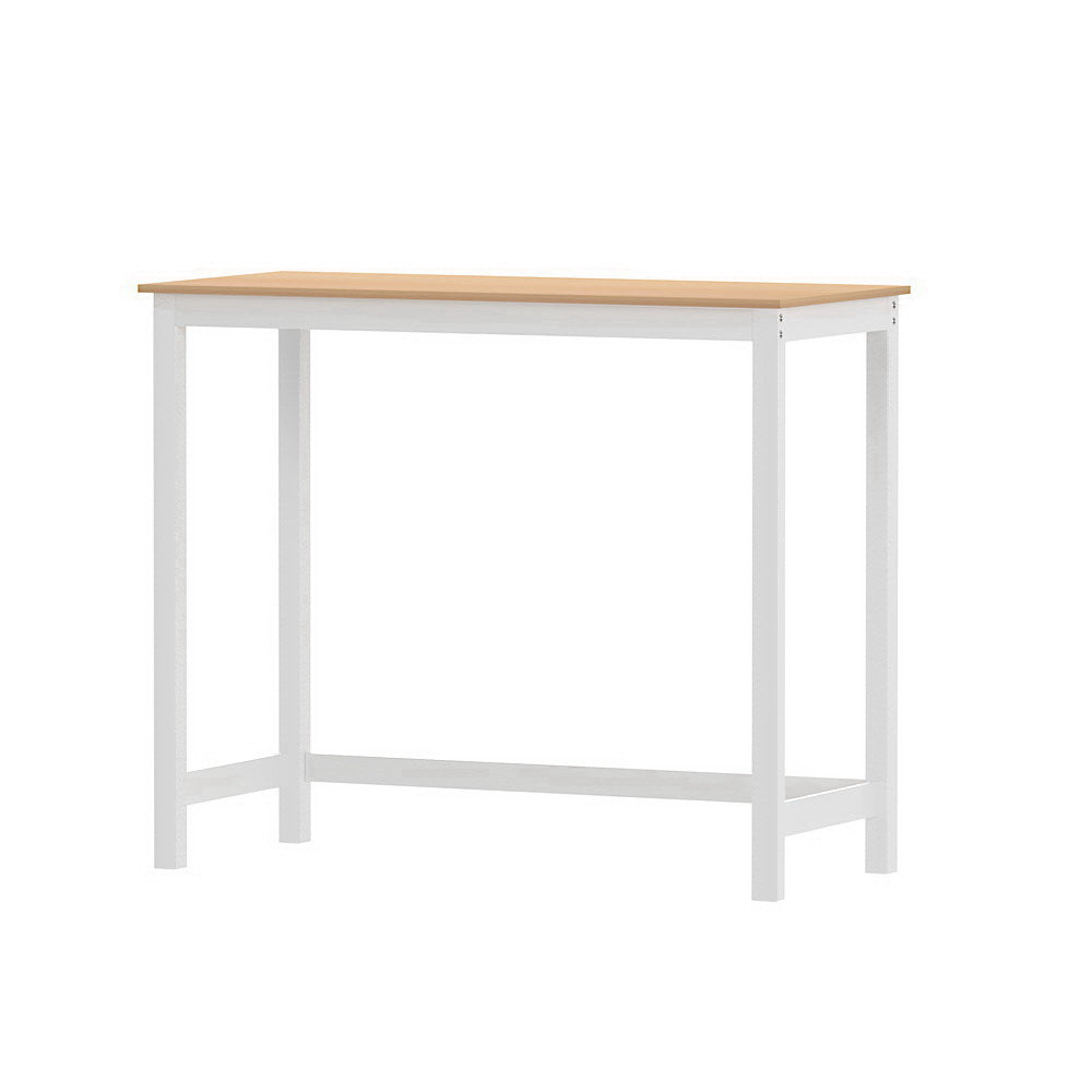 Artiss Bar Table Ari Dining Desk High Solid Wood Kitchen Shelf Wooden White Cafe-0