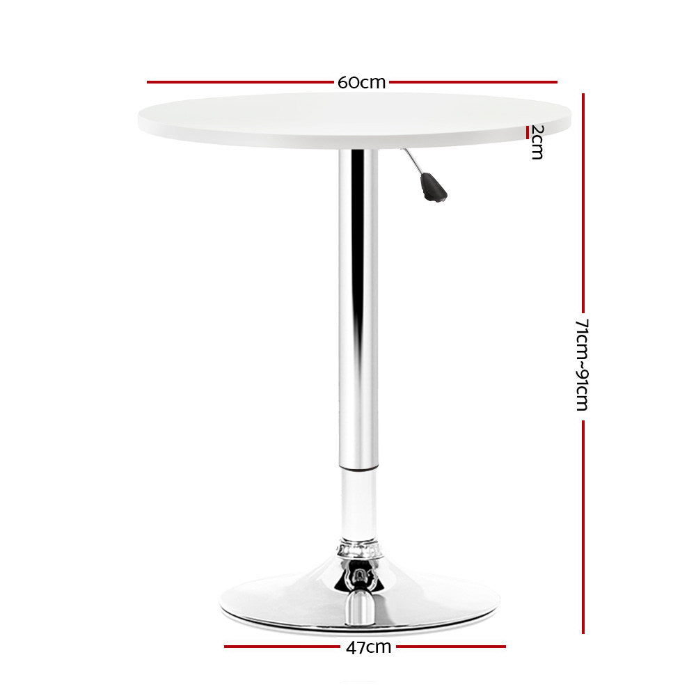 Artiss Bar Table Kitchen Tables Swivel Round Metal White-1