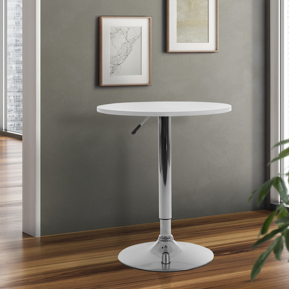 Artiss Bar Table Kitchen Tables Swivel Round Metal White-7