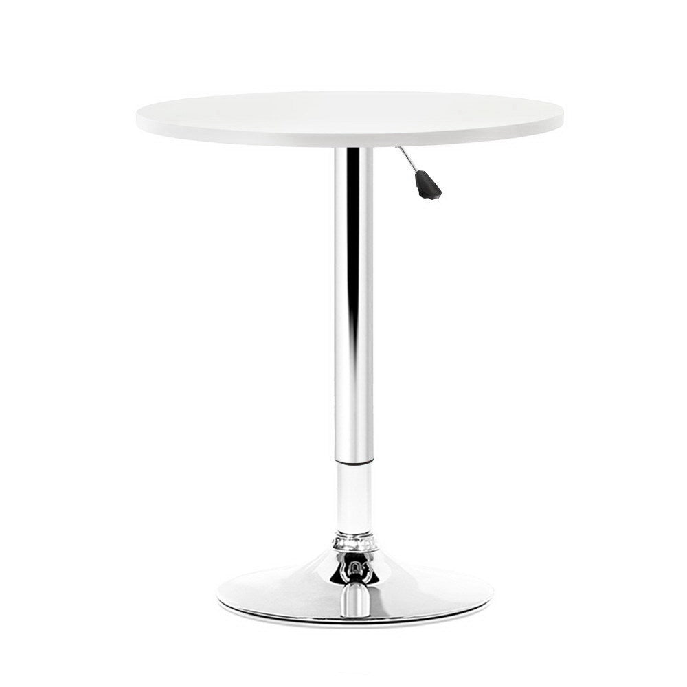 Artiss Bar Table Kitchen Tables Swivel Round Metal White-0