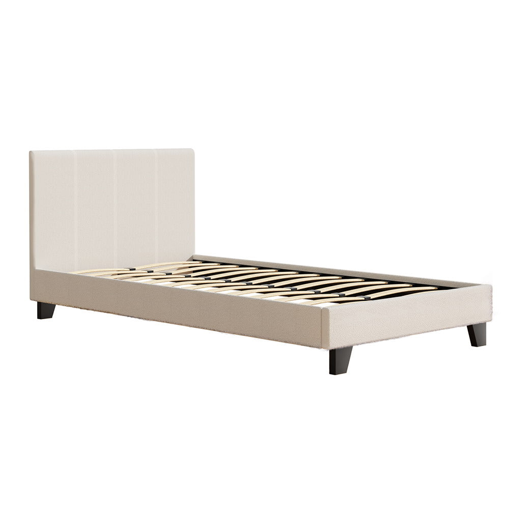 Artiss Bed Frame King Single Size Boucle Fabric Mattress Base Platform Wooden-0