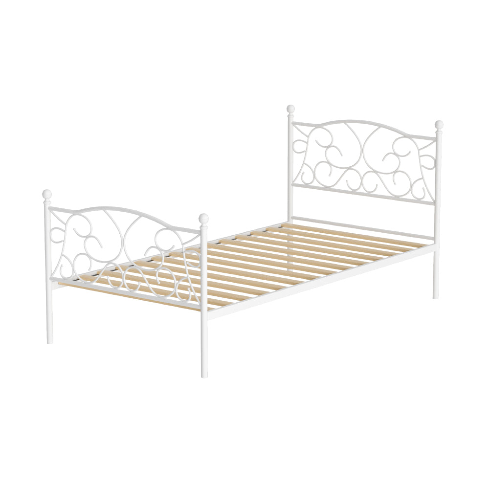 Artiss Bed Frame Metal Bed Base Single Size Platform Foundation White GROA-0