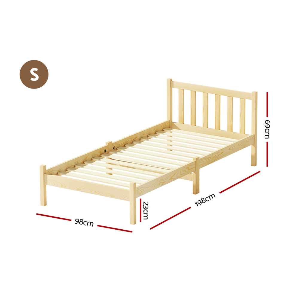 Artiss Bed Frame Wooden Single Size SOFIE Pine Timber Mattress Base OAK-1