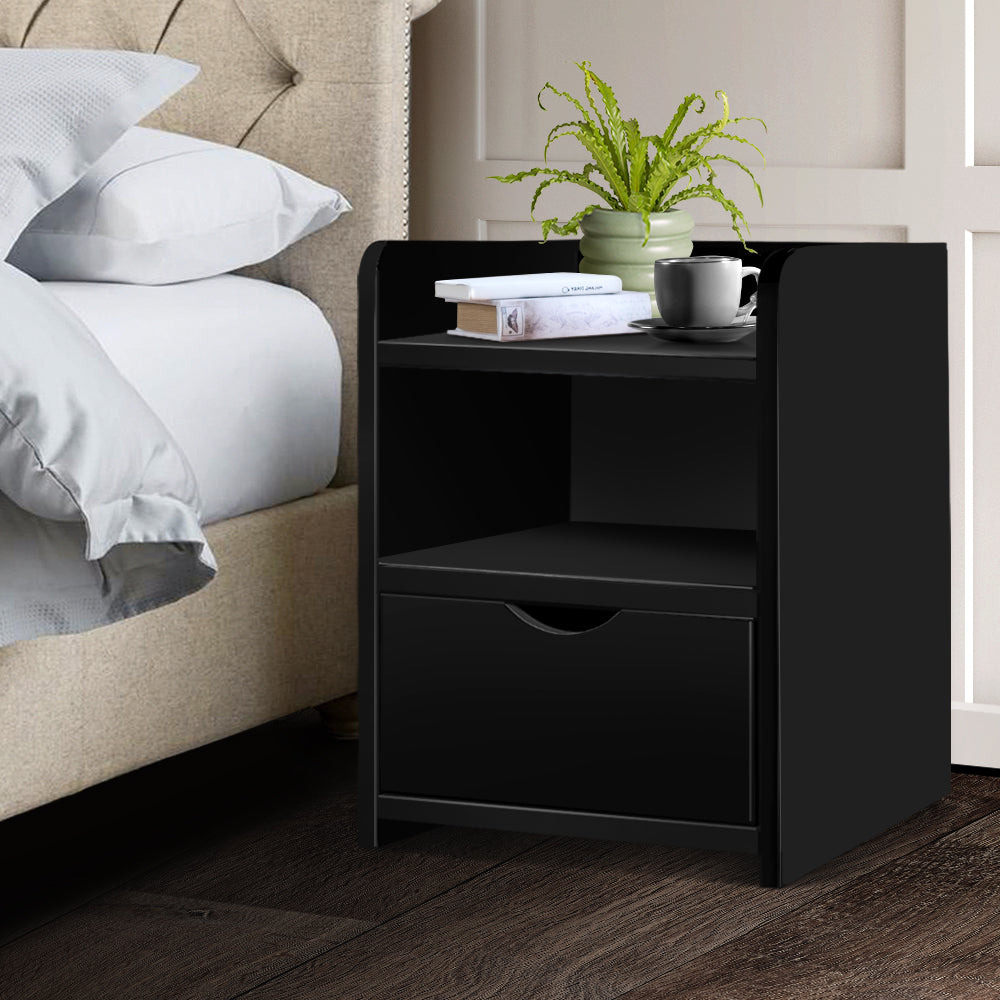 Artiss Bedside Table Drawer - Black-7