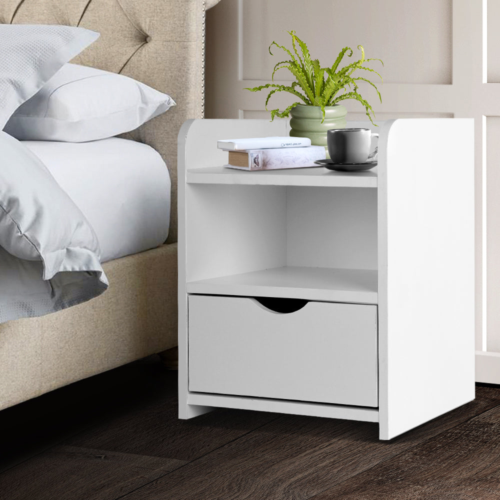 Artiss Bedside Table Drawer - White-7