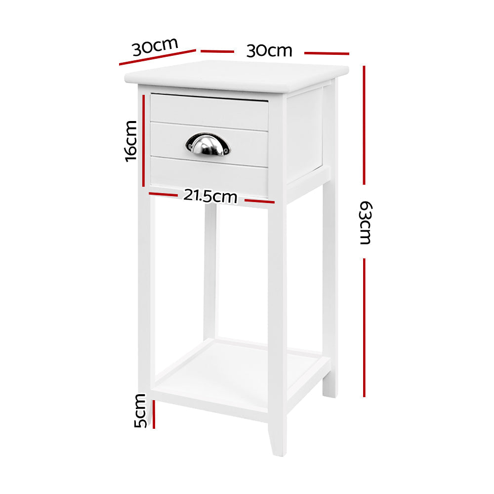 Artiss Bedside Table Nightstand Drawer Storage Cabinet Lamp Side Shelf White-1