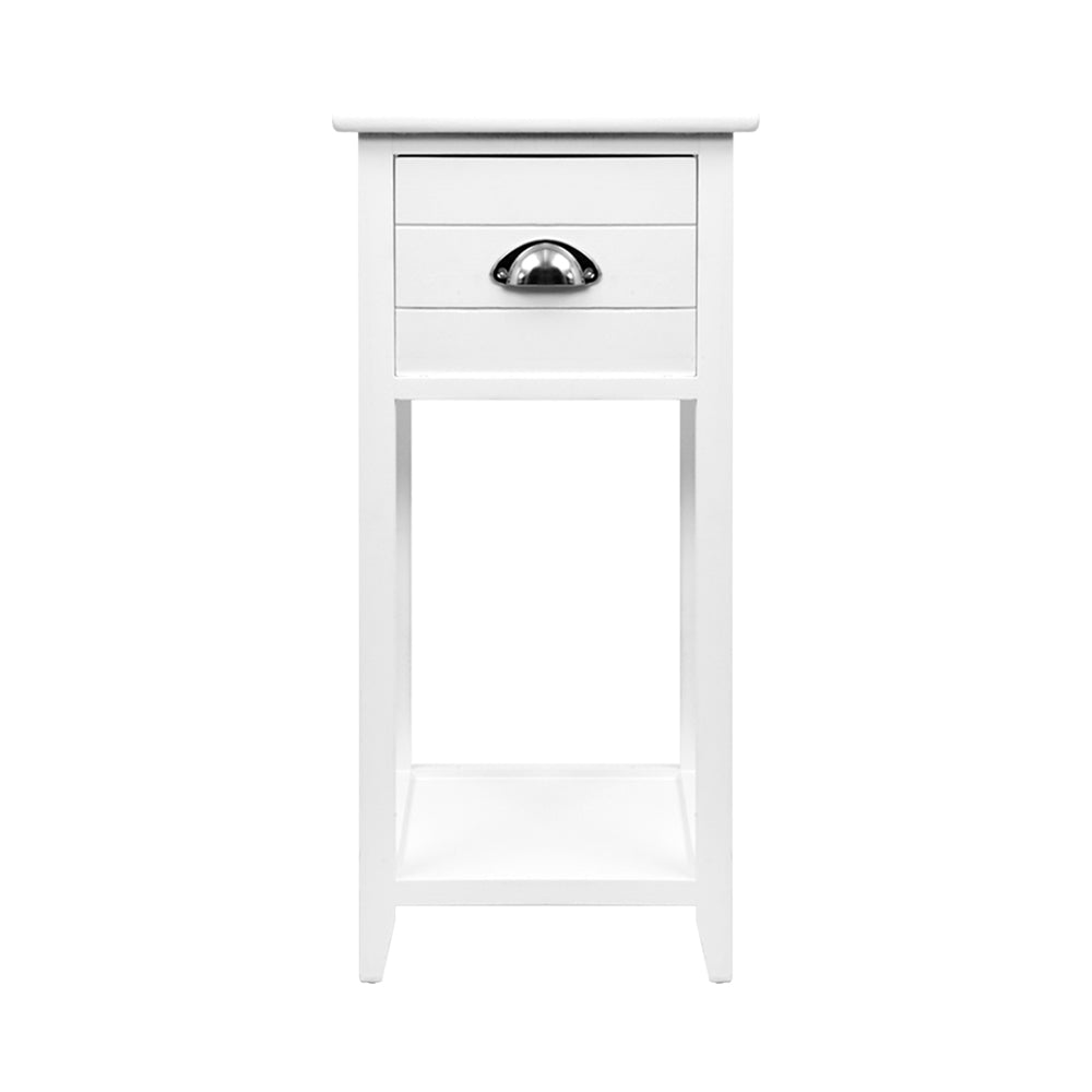 Artiss Bedside Table Nightstand Drawer Storage Cabinet Lamp Side Shelf White-2