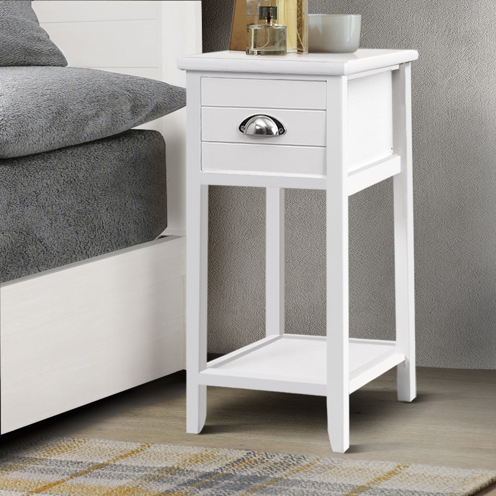 Artiss Bedside Table Nightstand Drawer Storage Cabinet Lamp Side Shelf White-7