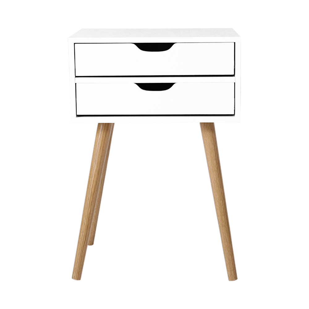 Artiss Bedside Tables Drawers Side Table Nightstand Wood Storage Cabinet White-2