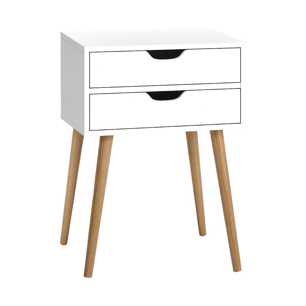 Artiss Bedside Tables Drawers Side Table Nightstand Wood Storage Cabinet White-0