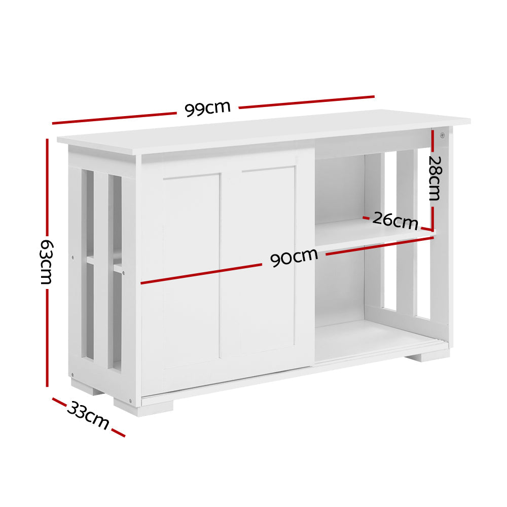 Artiss Buffet Sideboard Cabinet White Doors Storage Shelf Cupboard Hallway Table White-1