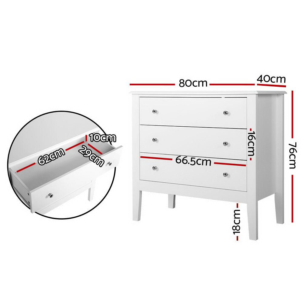Artiss Chest of Drawers Storage Cabinet Bedside Table Dresser Tallboy White-1