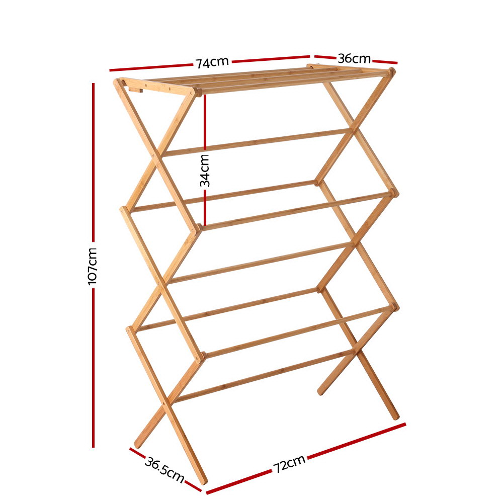 Artiss Clothes Rack Airer Foldable Bamboo Drying Laundry Dryer Garment Hanger-1