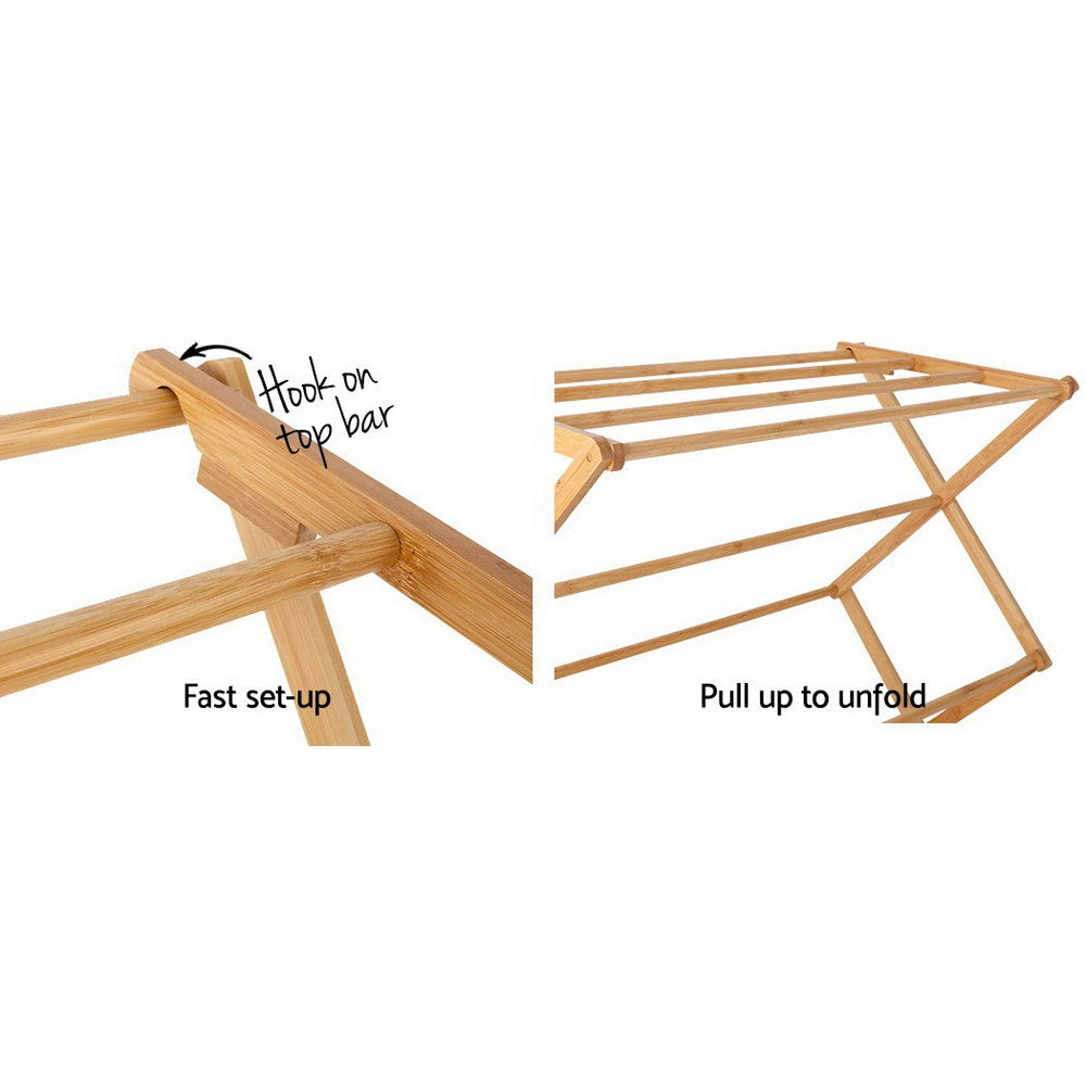 Artiss Clothes Rack Airer Foldable Bamboo Drying Laundry Dryer Garment Hanger-5