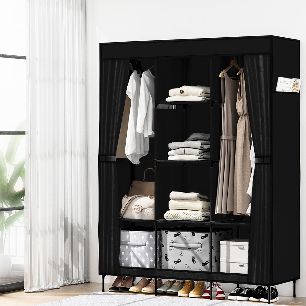 Artiss Clothes Wardrobe Closet Storage Large Portable Organiser with Shelf Black-7