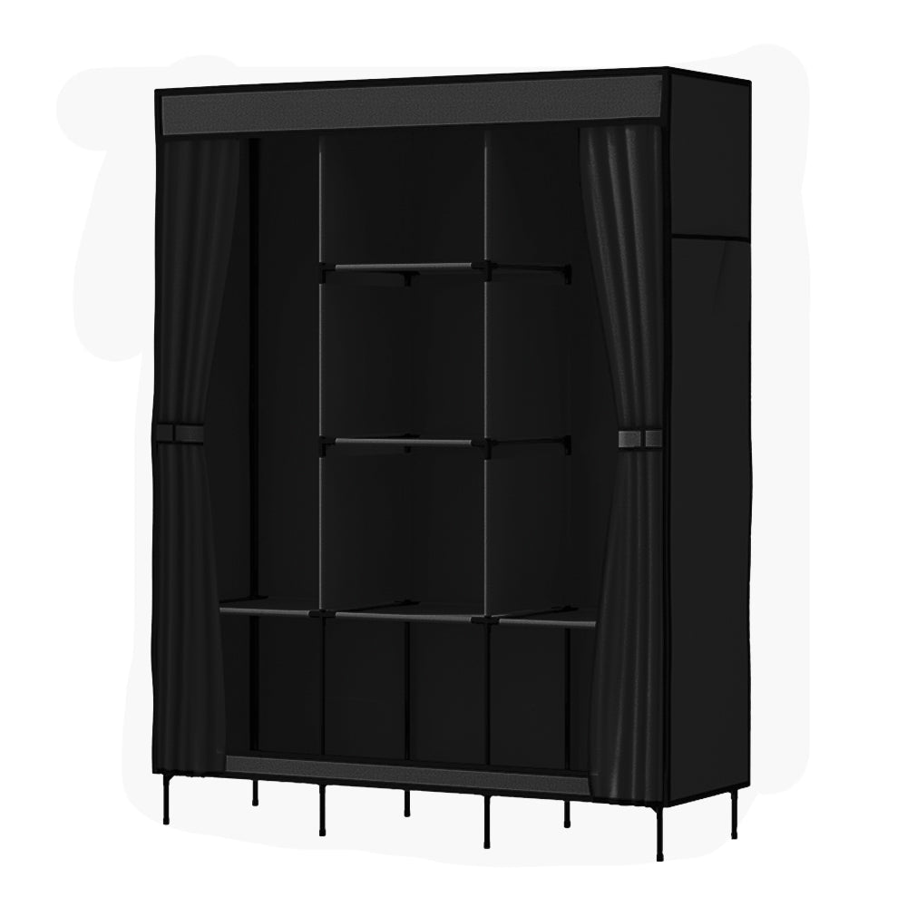 Artiss Clothes Wardrobe Closet Storage Large Portable Organiser with Shelf Black-0