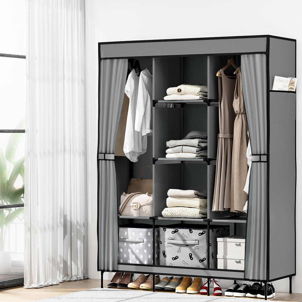 Artiss Clothes Wardrobe Closet Storage Large Portable Organiser with Shelf Grey-7