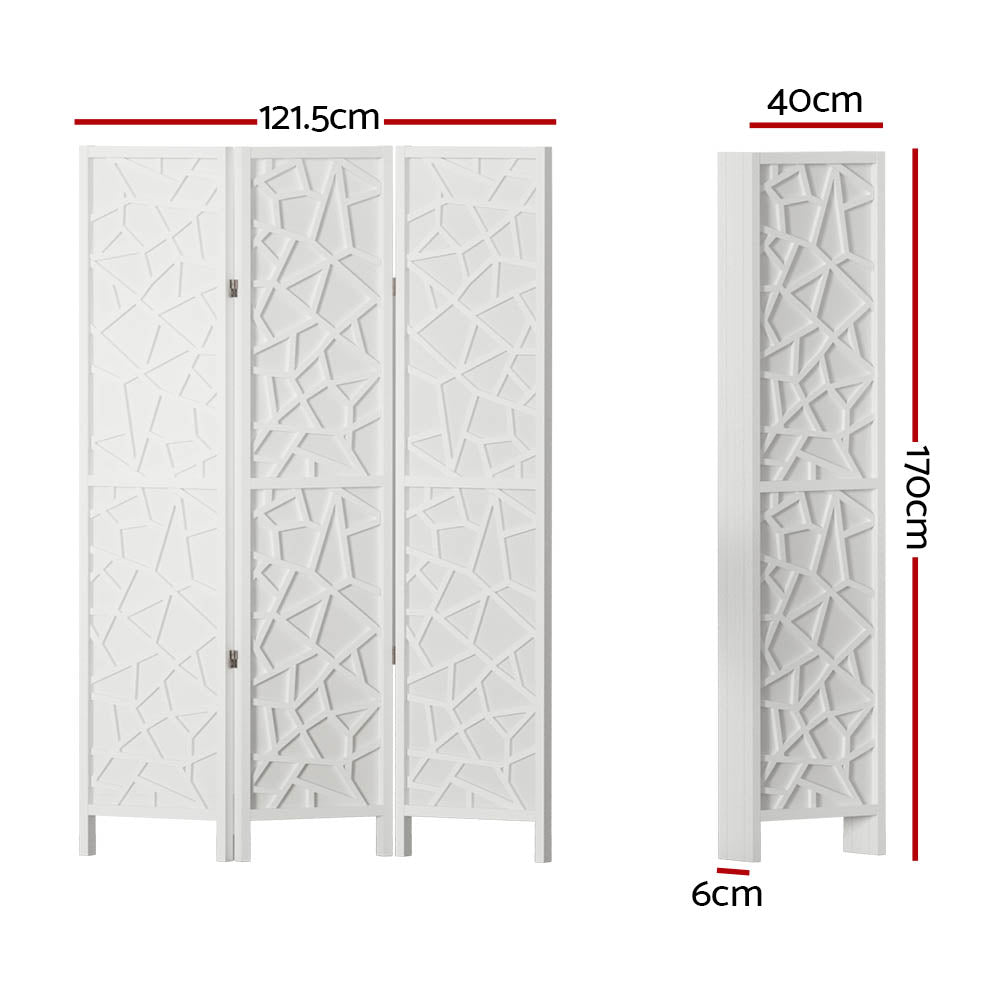 Artiss Clover Room Divider Screen Privacy Wood Dividers Stand 3 Panel White-1