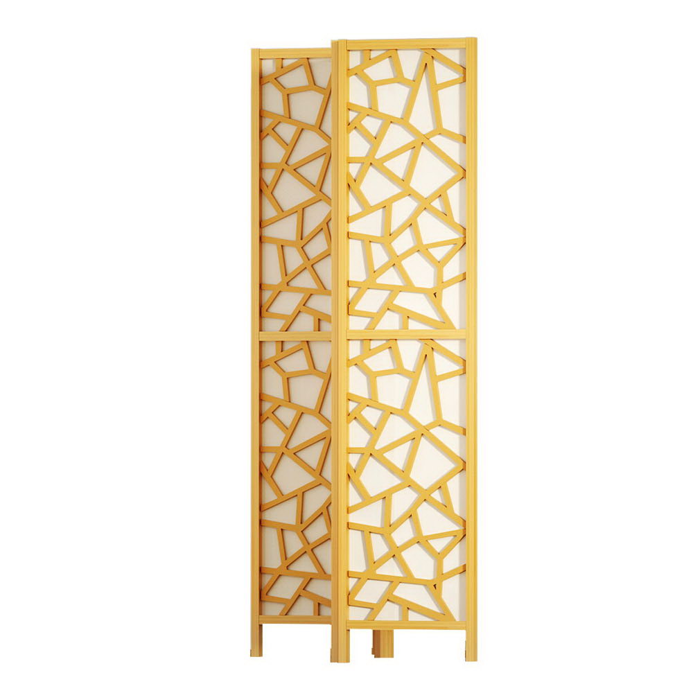 Artiss Clover Room Divider Screen Privacy Wood Dividers Stand 4 Panel Natural-3