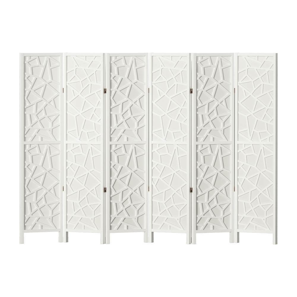 Artiss Clover Room Divider Screen Privacy Wood Dividers Stand 6 Panel White-2