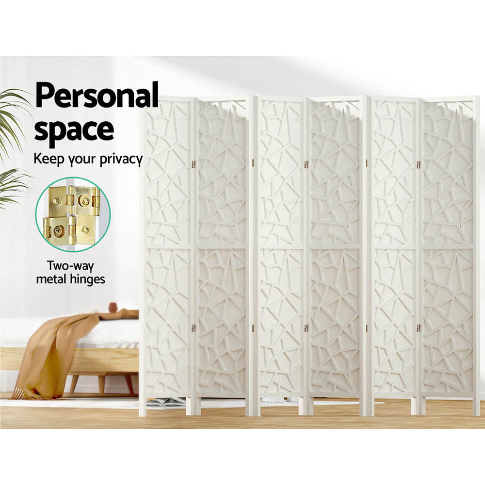 Artiss Clover Room Divider Screen Privacy Wood Dividers Stand 6 Panel White-4