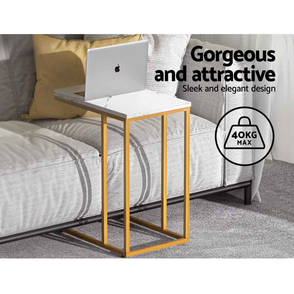 Artiss Coffee Table Side Table Laptop Desk Bedside Sofa Wooden Table Marbel-4