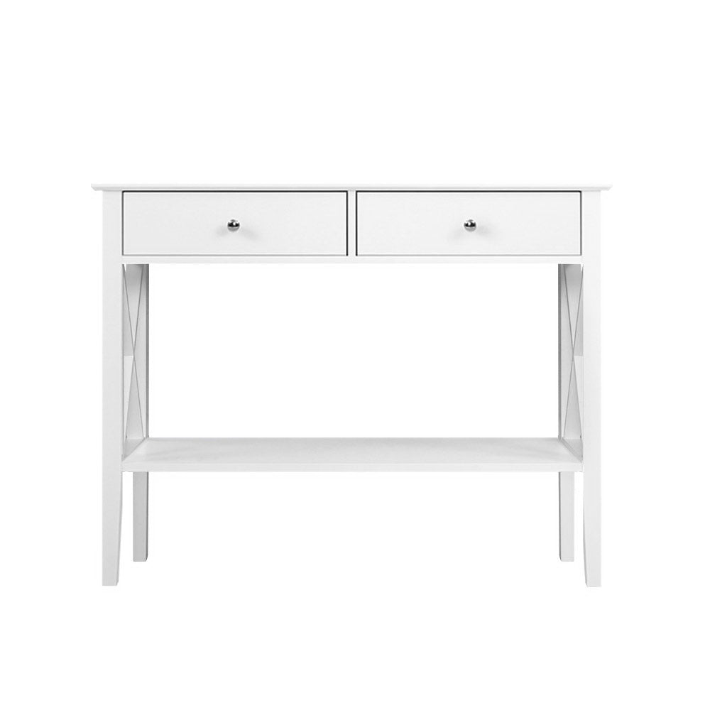 Artiss Console Table Hall Side Entry 2 Drawers Display White Desk Furniture-2