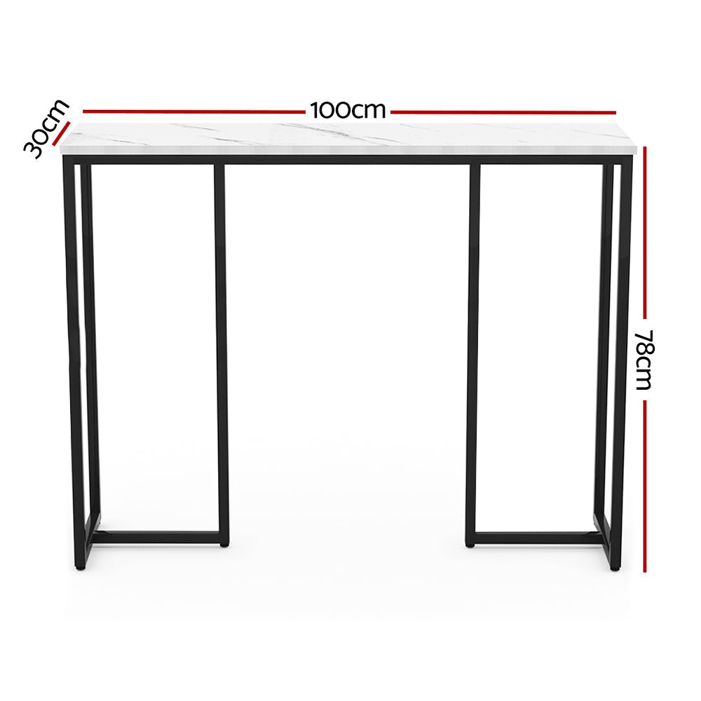 Artiss Console Table Hallway Table With Marble Effect Tabletop White Entry Table-1