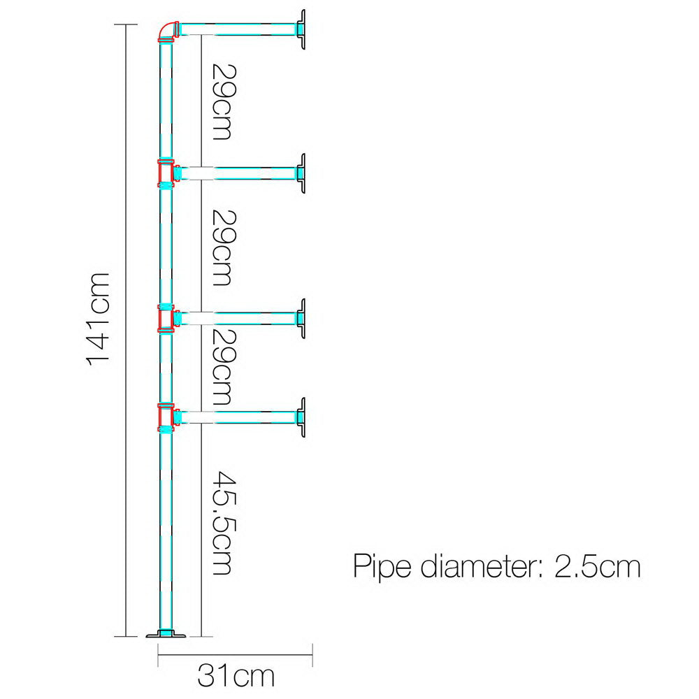 Artiss DIY Metal Ceiling Pipe Shelf Brackets-1