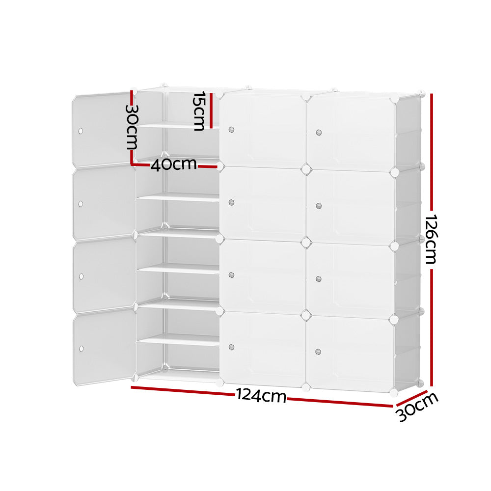 Artiss DIY Shoe Box Shoe Cabinet White Storage Cube Portable Organiser Stand-1