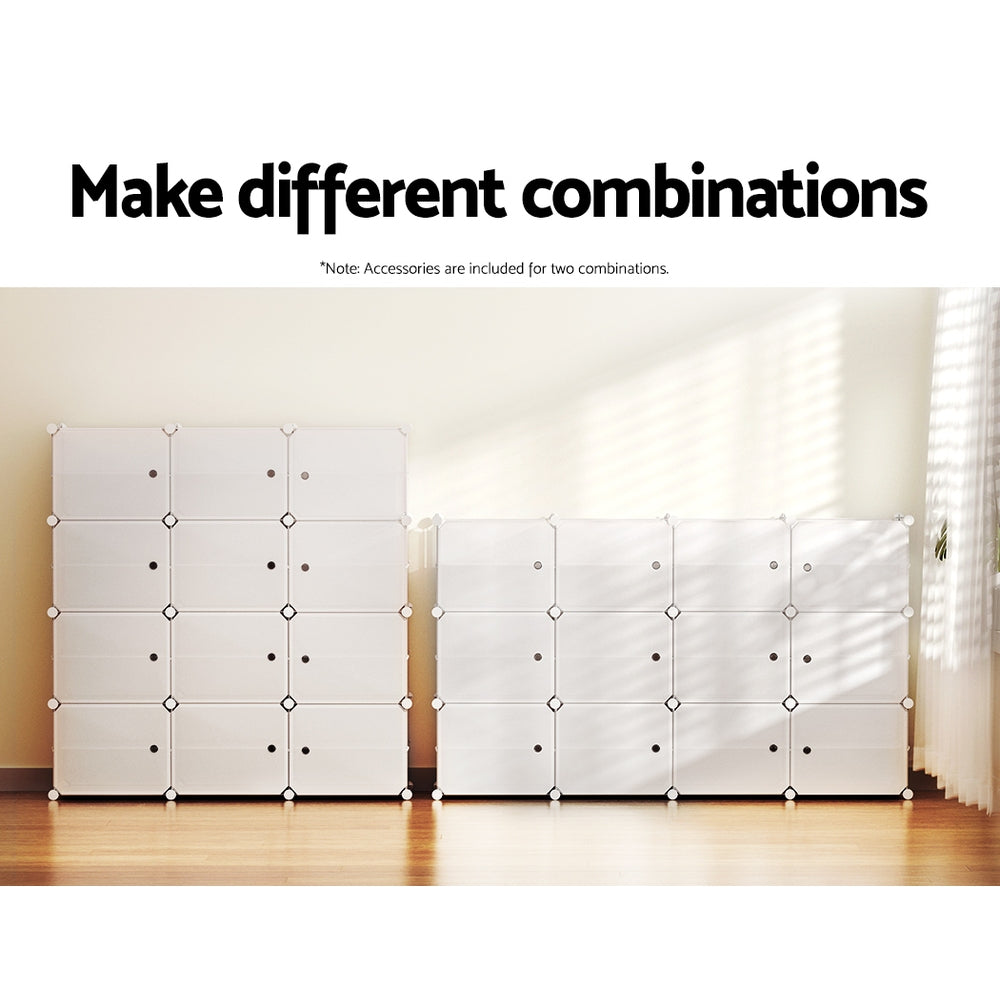 Artiss DIY Shoe Box Shoe Cabinet White Storage Cube Portable Organiser Stand-6