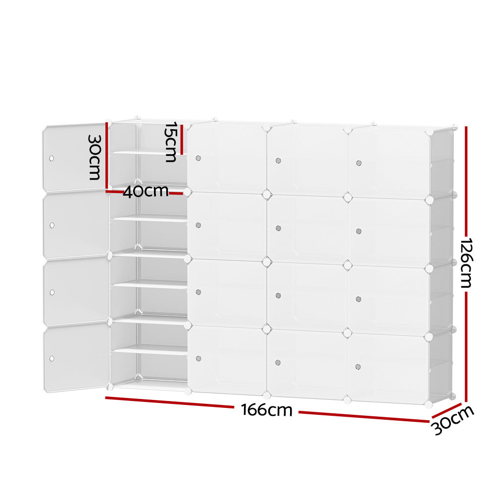 Artiss DIY Shoe Cabinet Shoe Box White Storage Cube Portable Organiser Stand-1