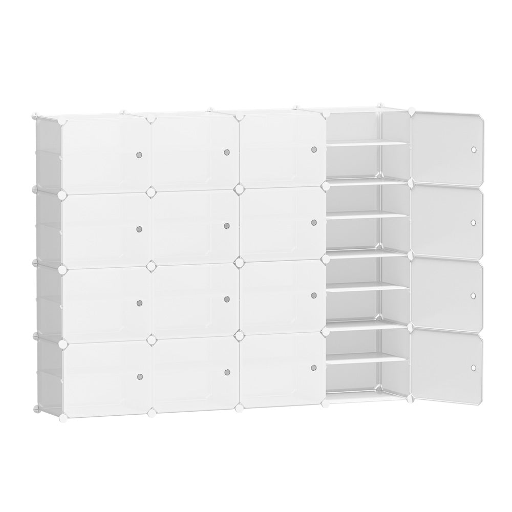 Artiss DIY Shoe Cabinet Shoe Box White Storage Cube Portable Organiser Stand-0