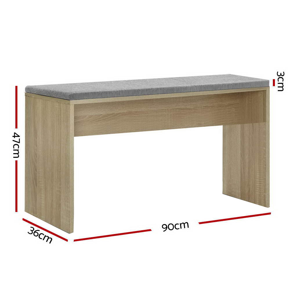 Artiss Dining Bench NATU Upholstery Seat Stool Chair Cushion Kitchen Furniture Oak 90cm-1