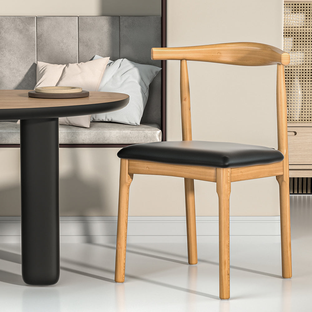 Artiss Dining Chair Replica Leather Upholstered Cafe Kitchen Chair Black-4