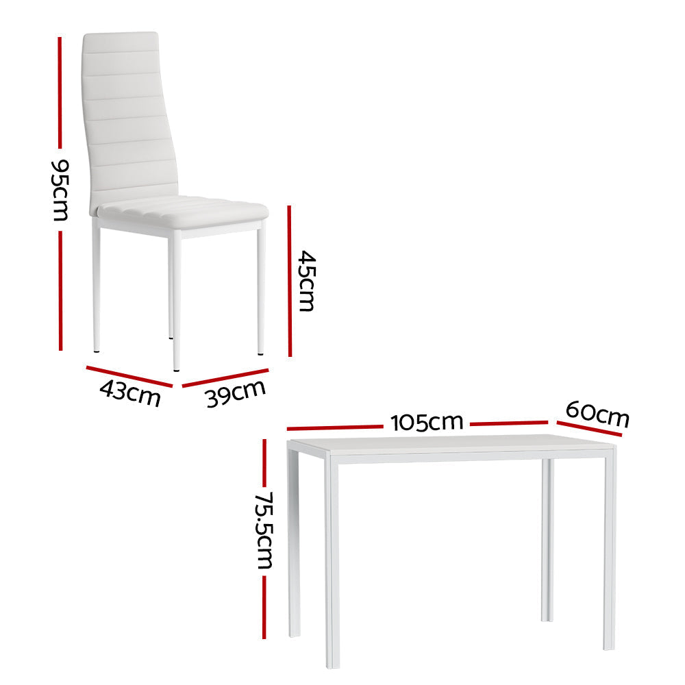 Artiss Dining Chairs and Table Dining Set 4 Chair Set Of 5 Wooden Top White-1