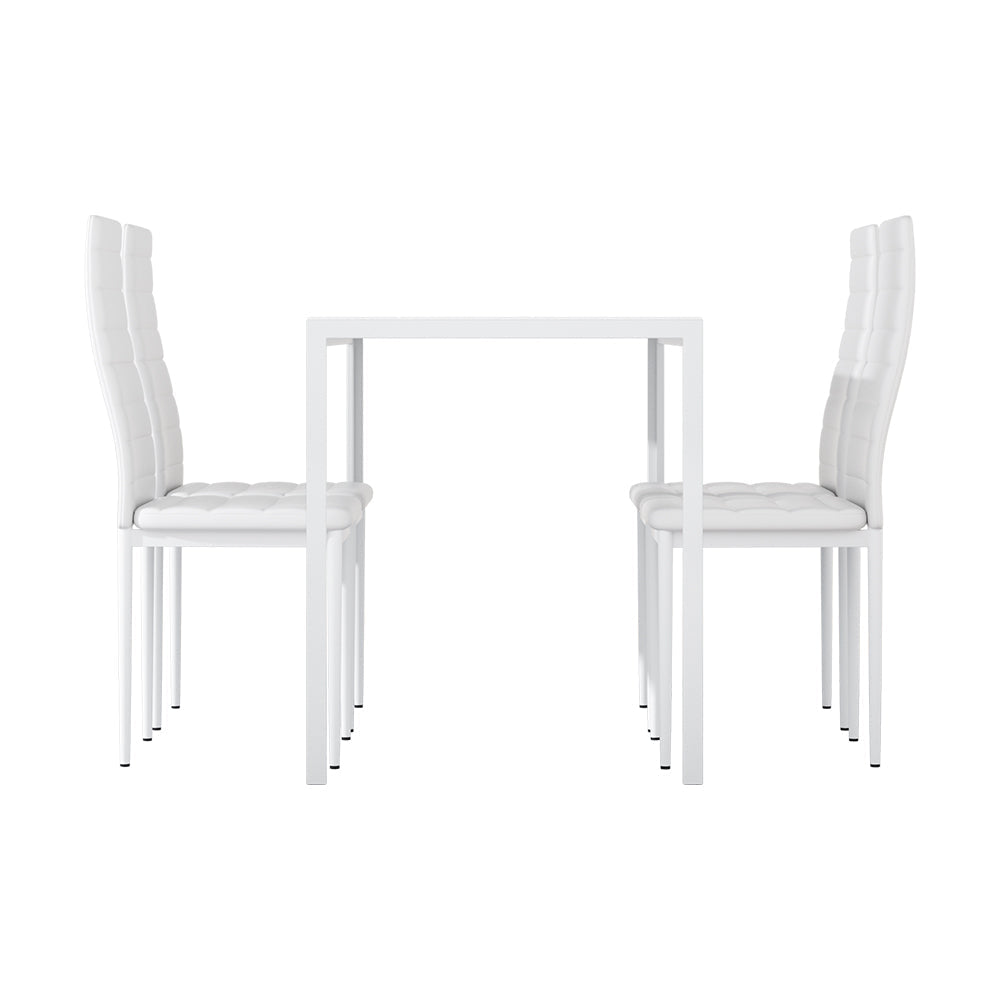 Artiss Dining Chairs and Table Dining Set 4 Chair Set Of 5 Wooden Top White-3