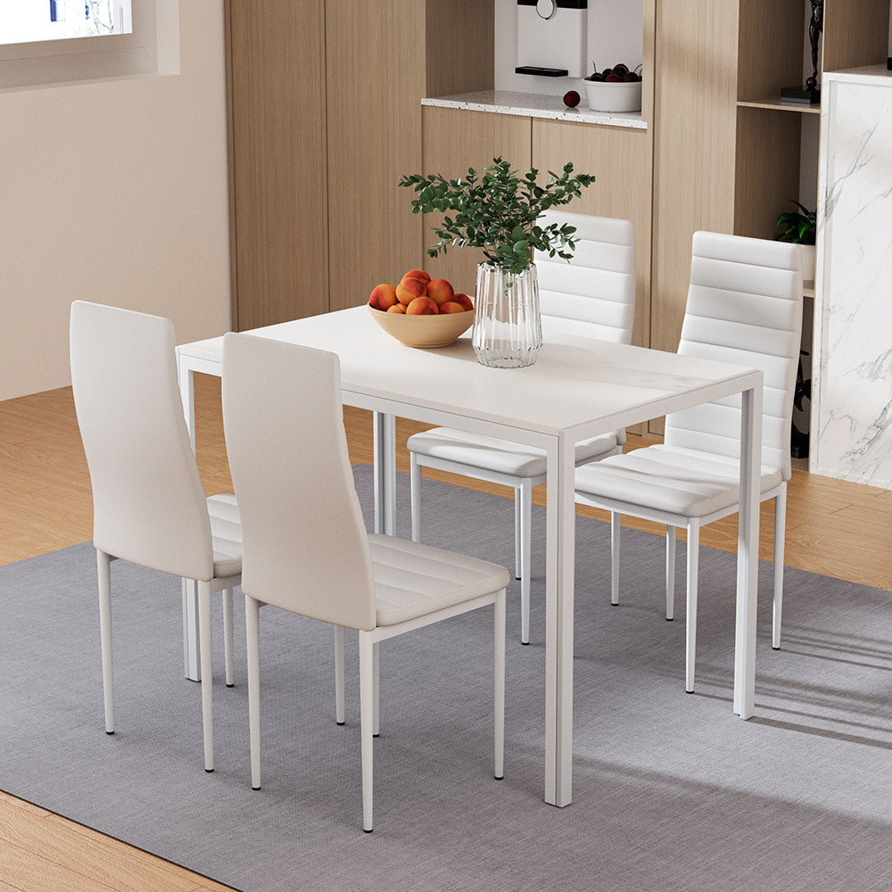 Artiss Dining Chairs and Table Dining Set 4 Chair Set Of 5 Wooden Top White-7