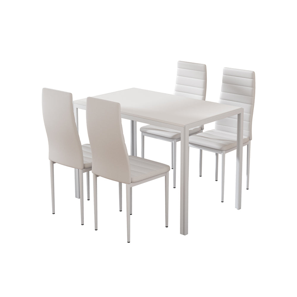 Artiss Dining Chairs and Table Dining Set 4 Chair Set Of 5 Wooden Top White-0