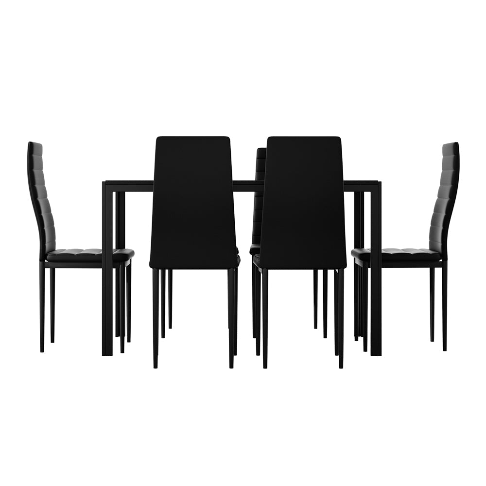 Artiss Dining Chairs and Table Dining Set 6 Chair Set Of 7 Wooden Top Black-2