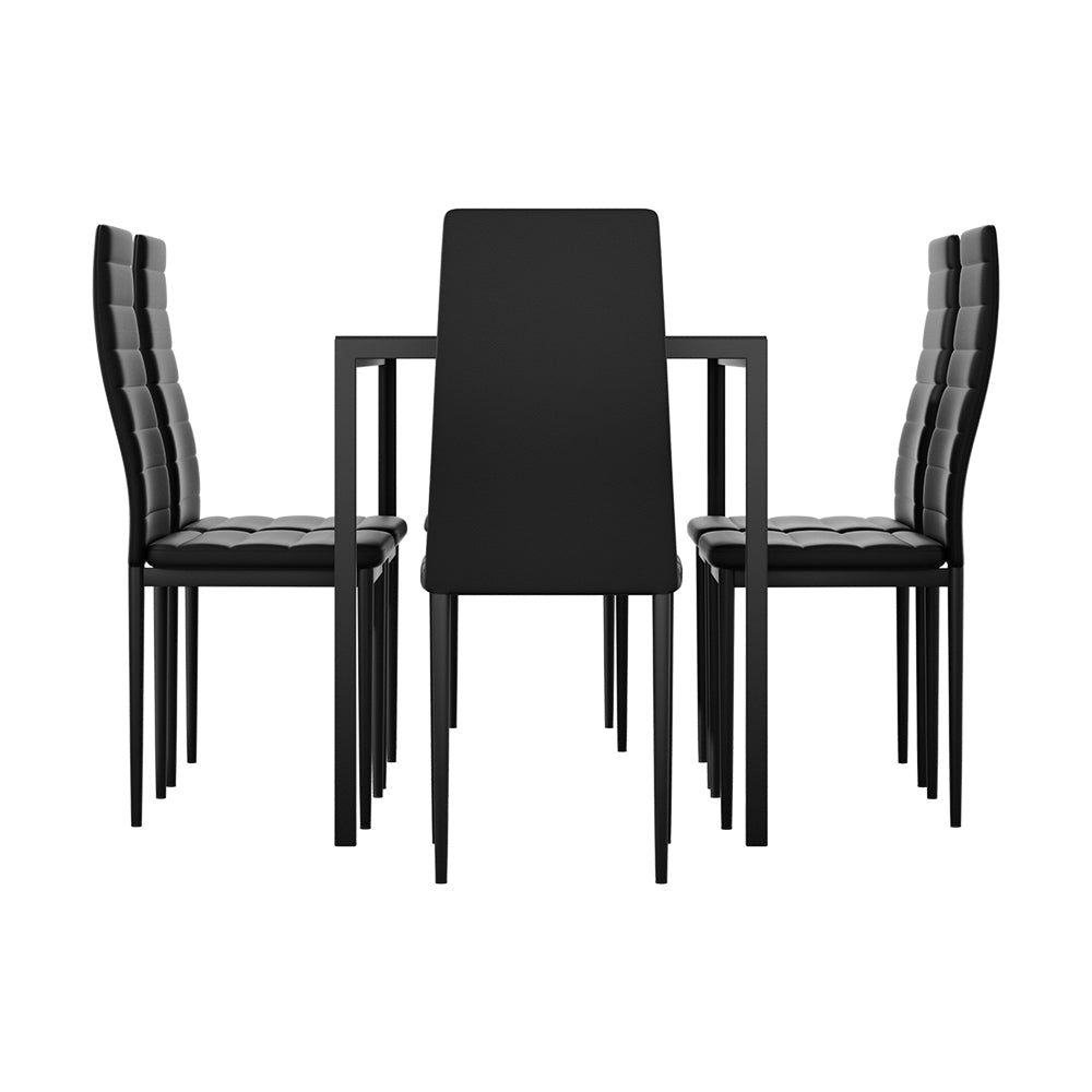 Artiss Dining Chairs and Table Dining Set 6 Chair Set Of 7 Wooden Top Black-3