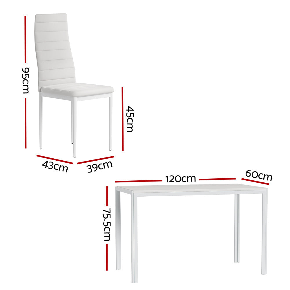 Artiss Dining Chairs and Table Dining Set 6 Chair Set Of 7 Wooden Top White-1