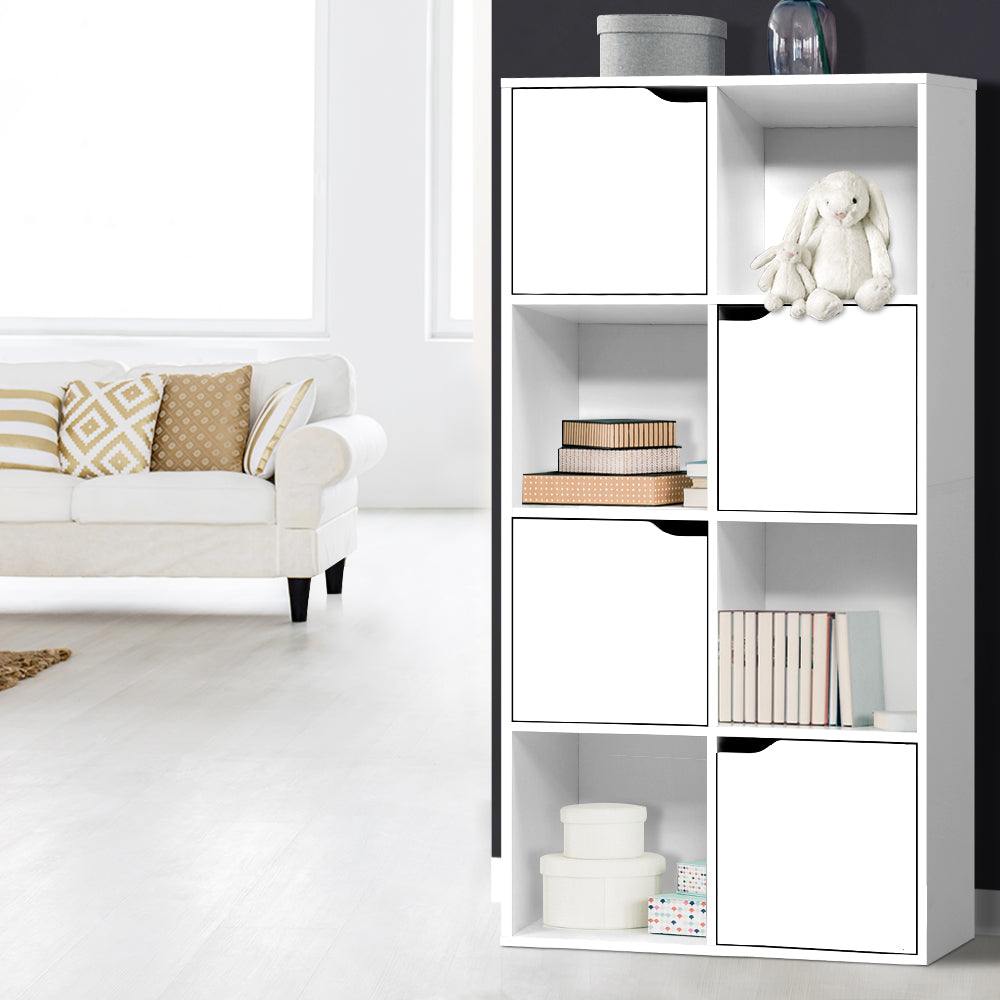 Artiss Display Shelf 8 Cube Storage 4 Door Cabinet Organiser Bookshelf Unit White-6