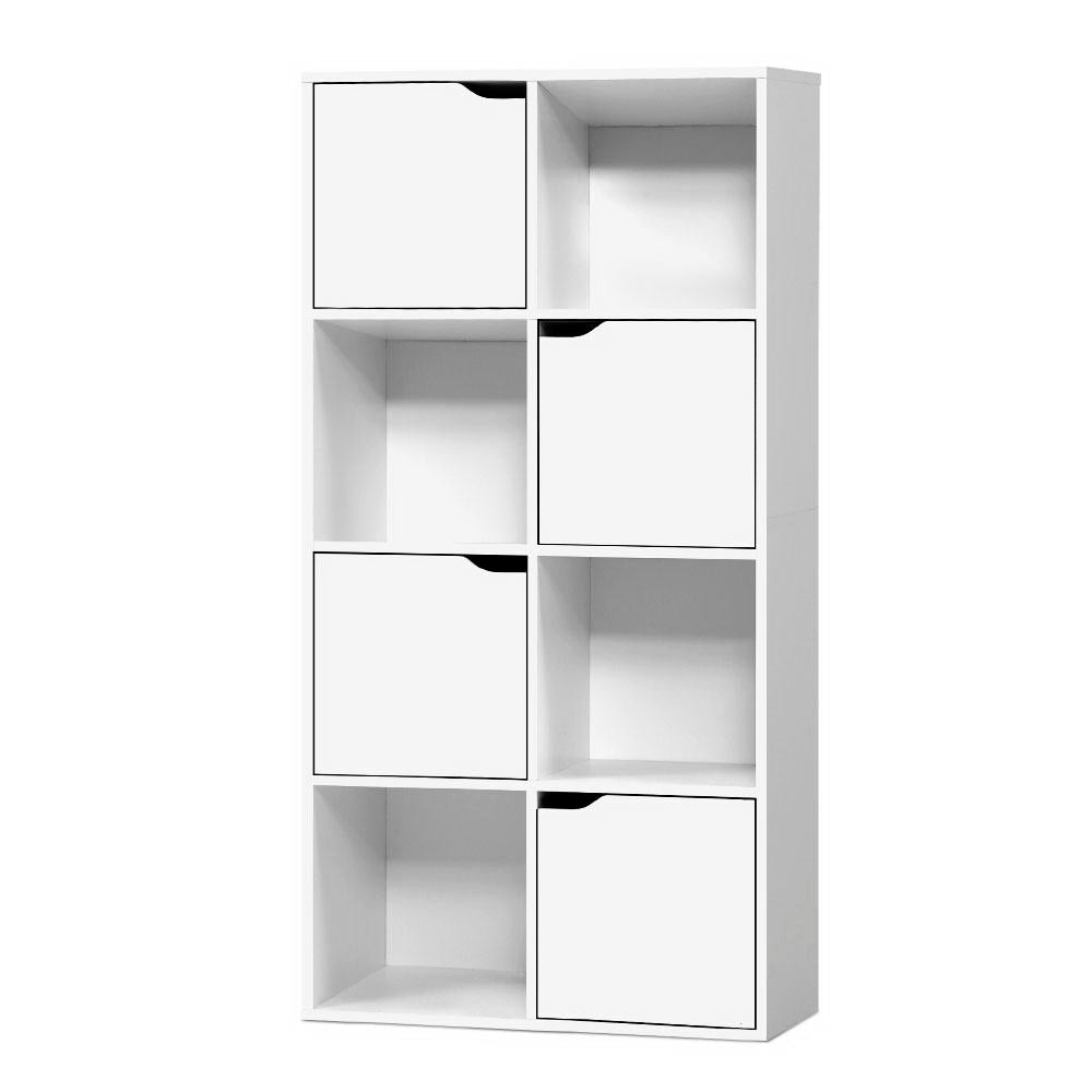 Artiss Display Shelf 8 Cube Storage 4 Door Cabinet Organiser Bookshelf Unit White-0