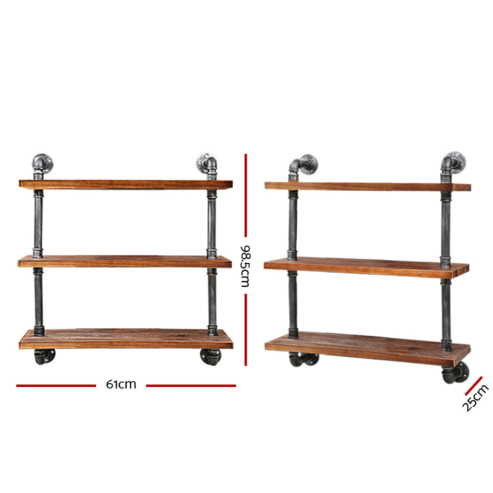 Artiss Display Shelves Wall Brackets Bookshelf Industrial DIY Pipe Shelf Rustic-1