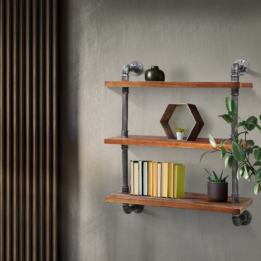 Artiss Display Shelves Wall Brackets Bookshelf Industrial DIY Pipe Shelf Rustic-6