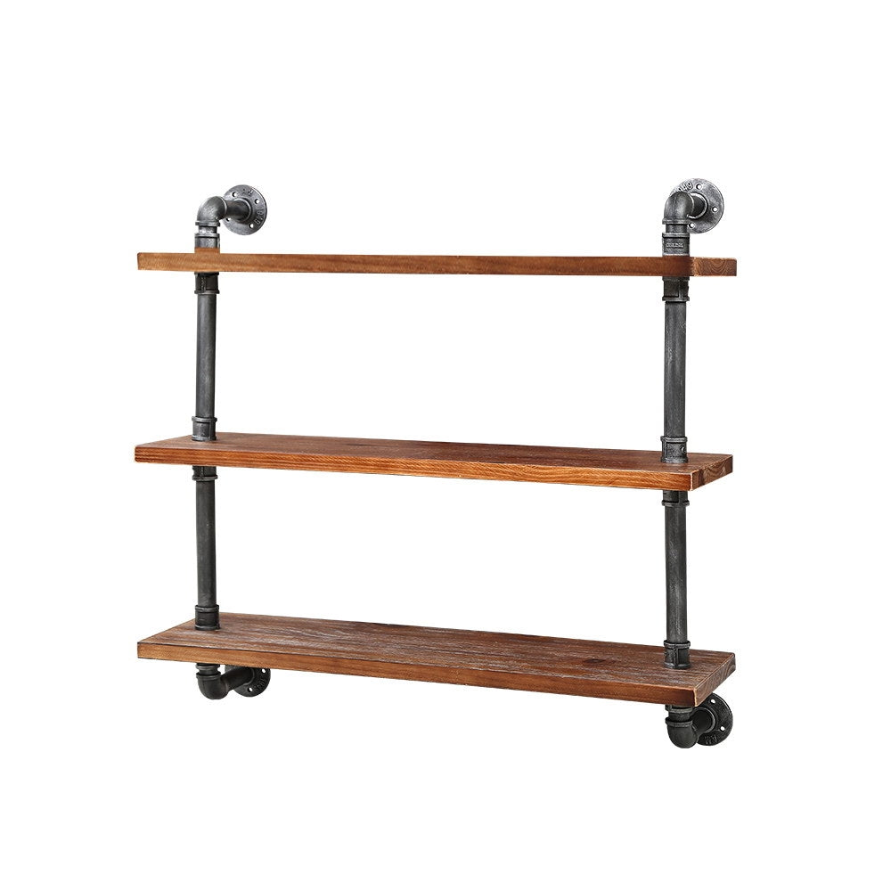 Artiss Display Wall Shelves Industrial DIY Pipe Shelf Brackets Rustic Bookshelf-0