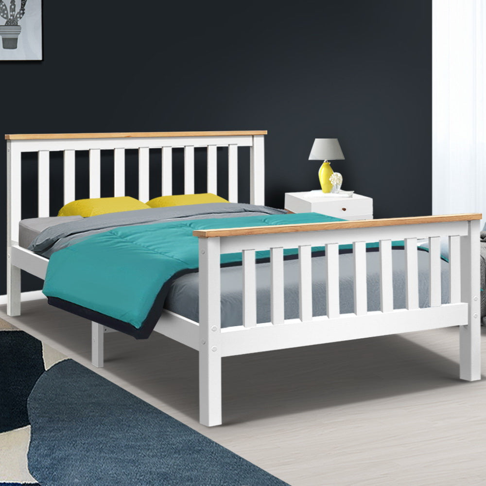 Artiss Double Full Size Wooden Bed Frame PONY Timber Mattress Base Bedroom Kids-6