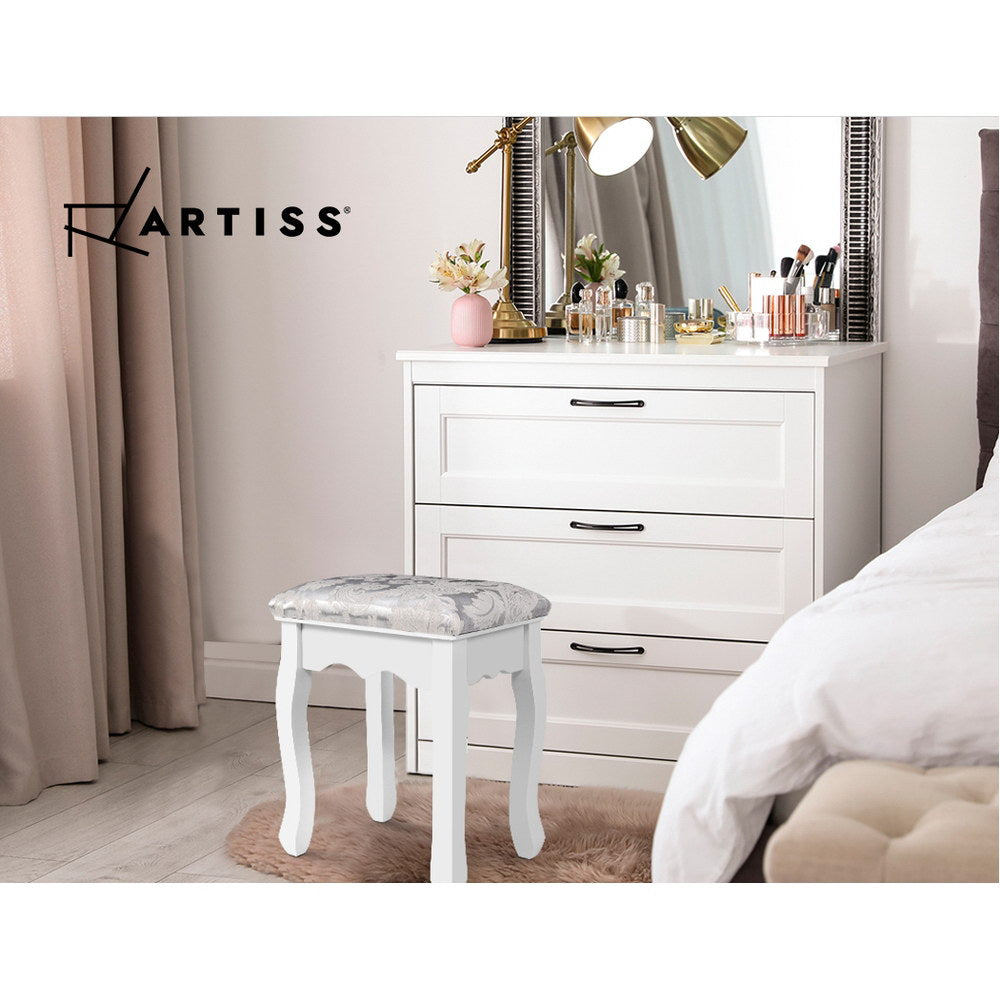 Artiss Dressing Table Stool Bedroom White Make Up Chair Fabric Furniture-5